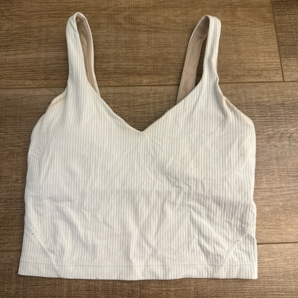 Lululemon Women’s Ribbed V-Neck Crop Tank Top - Ivory